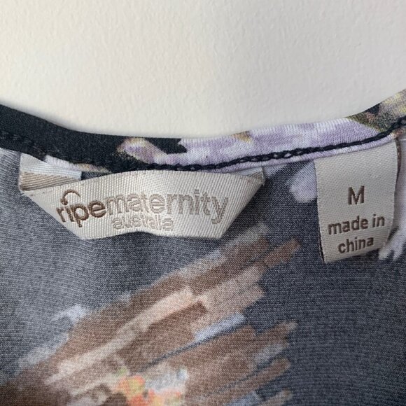 RIPE Maternity Australia Sleeveless Top Side Ruching Black Floral Women’s Med - Picture 6 of 7